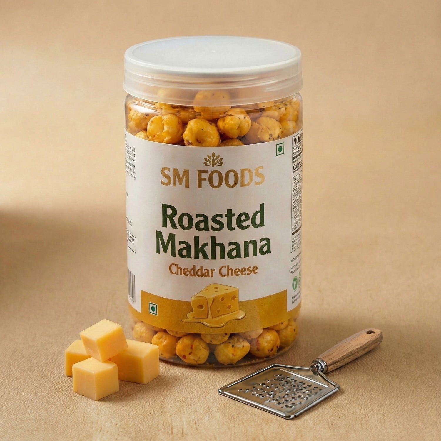 SM FOODS Premium Roasted Makhana Gluten Free Foxnuts, Healthy Snacks with Plant Protein, No Cholesterol Phool Makhana 80g Cheddar Cheese Flavour